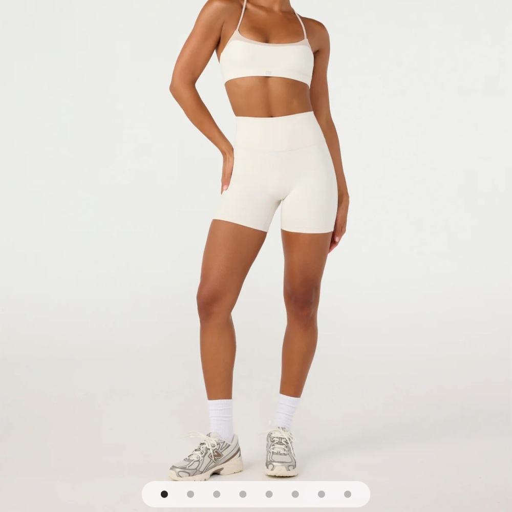 High-Waist Cream Seamless Bike Shorts